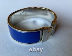 HERMES GM size Royal blue Enamel Palladium HW Clic Clac H Bangle Bracelet