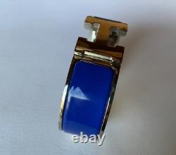 HERMES GM size Royal blue Enamel Palladium HW Clic Clac H Bangle Bracelet