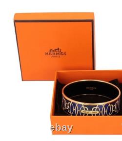 HERMÈS Lift Profile Bracelet Gold Blue Bangle Bracelet New In Box