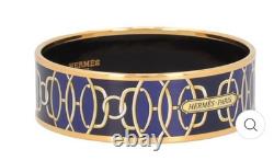 HERMÈS Lift Profile Bracelet Gold Blue Bangle Bracelet New In Box