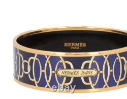 HERMÈS Lift Profile Bracelet Gold Blue Bangle Bracelet New In Box