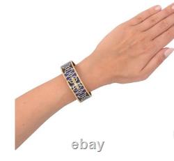 HERMÈS Lift Profile Bracelet Gold Blue Bangle Bracelet New In Box