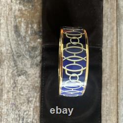 HERMÈS Lift Profile Bracelet Gold Blue Bangle Bracelet New In Box
