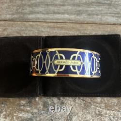 HERMÈS Lift Profile Bracelet Gold Blue Bangle Bracelet New In Box