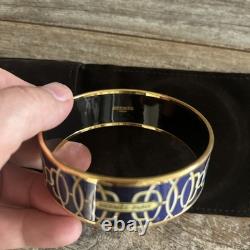 HERMÈS Lift Profile Bracelet Gold Blue Bangle Bracelet New In Box