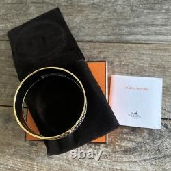HERMÈS Lift Profile Bracelet Gold Blue Bangle Bracelet New In Box