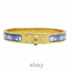 HERMES Mini Clic Kelly Bracelet Blue Enamel Gold Plated