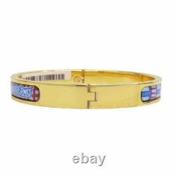 HERMES Mini Clic Kelly Bracelet Blue Enamel Gold Plated