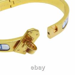 HERMES Mini Clic Kelly Bracelet Blue Enamel Gold Plated