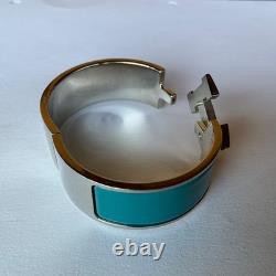 HERMES PM size Indian Blue Enamel Palladium HW Clic Clac H Bangle Bracelet