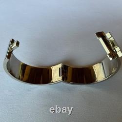 HERMES PM size Navy Blue Enamel Palladium HW Clic Clac H Bangle Bracelet