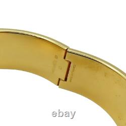 HERMES Wide Clic Clac H Bracelet Blue Enamel Yellow Gold Plated