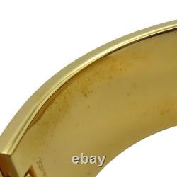 HERMES Wide Clic Clac H Bracelet Blue Enamel Yellow Gold Plated