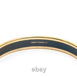 HERMES authentic bangle bracelet enamel PM gold x blue length 20.5cm x width 1cm