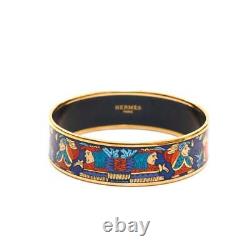 HERMES authentic bangle bracelet enamel PM gold x blue length 21cm x width 1.8cm