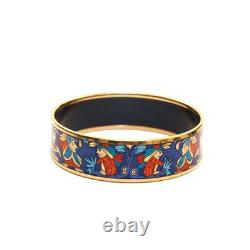 HERMES authentic bangle bracelet enamel PM gold x blue length 21cm x width 1.8cm