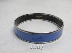 HERMES blue enamel horse bangle bracelet