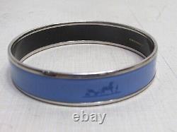 HERMES blue enamel horse bangle bracelet