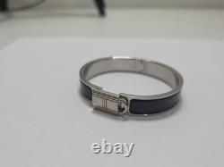 HERMES clic cadenas bracelet blue enamel silver ST1109 Made In France