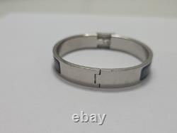 HERMES clic cadenas bracelet blue enamel silver ST1109 Made In France