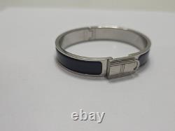 HERMES clic cadenas bracelet blue enamel silver ST1109 Made In France