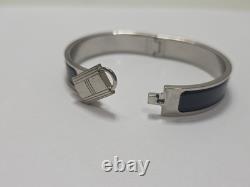 HERMES clic cadenas bracelet blue enamel silver ST1109 Made In France