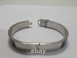 HERMES clic cadenas bracelet blue enamel silver ST1109 Made In France