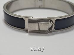 HERMES clic cadenas bracelet blue enamel silver ST1109 Made In France