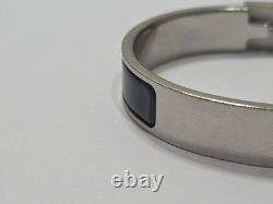 HERMES clic cadenas bracelet blue enamel silver ST1109 Made In France