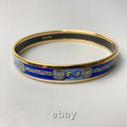 HERMES enamel bangle PM bracelet blue ladies from Japan i7778