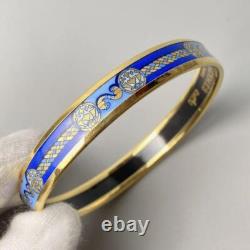 HERMES enamel bangle PM bracelet blue ladies from Japan i7778