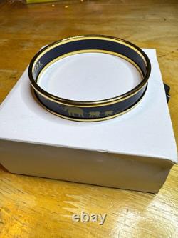 Halcyon Days Blue & Gold Enamel Elephant Bangle Bracelet Signed