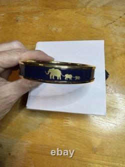 Halcyon Days Blue & Gold Enamel Elephant Bangle Bracelet Signed