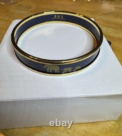 Halcyon Days Blue & Gold Enamel Elephant Bangle Bracelet Signed