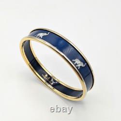 Halcyon Days Elephant Parade Navy Blue Enamel 18kt Gold Plated Bangle Bracelet