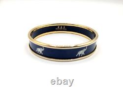 Halcyon Days Elephant Parade Navy Blue Enamel 18kt Gold Plated Bangle Bracelet
