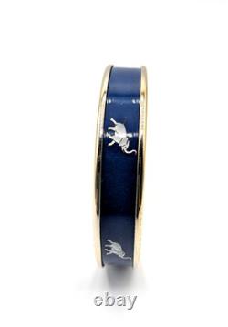 Halcyon Days Elephant Parade Navy Blue Enamel 18kt Gold Plated Bangle Bracelet