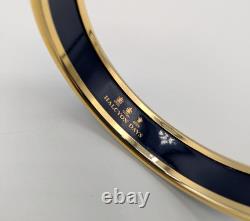 Halcyon Days Elephant Parade Navy Blue Enamel 18kt Gold Plated Bangle Bracelet