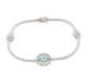 Hamsa Evil Eye Natural Diamond 14k White Gold Bracelet Blue Enamel