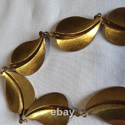 Hans Myhre Blue Enamel Leaf 925 Sterling Norweigan Necklace Bracelet Set Retro