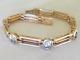 Heavy Solid 14k Rose Gold Enamel Topaz Bracelet 17.1 Gms, 6.9 In, 5.0 Ctw