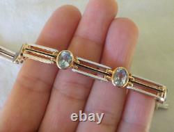 Heavy Solid 14k Rose Gold Enamel Topaz Bracelet 17.1 gms, 6.9 in, 5.0 ctw