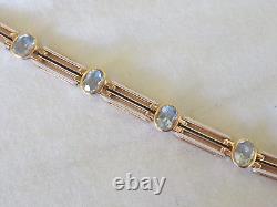 Heavy Solid 14k Rose Gold Enamel Topaz Bracelet 17.1 gms, 6.9 in, 5.0 ctw