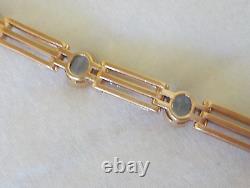 Heavy Solid 14k Rose Gold Enamel Topaz Bracelet 17.1 gms, 6.9 in, 5.0 ctw