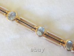 Heavy Solid 14k Rose Gold Enamel Topaz Bracelet 17.1 gms, 6.9 in, 5.0 ctw