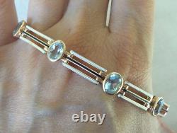 Heavy Solid 14k Rose Gold Enamel Topaz Bracelet 17.1 gms, 6.9 in, 5.0 ctw