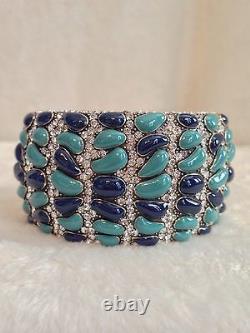Heidi Daus JET SET Bracelet Navy Blue, Turquoise Stones Size S/M