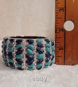Heidi Daus JET SET Bracelet Navy Blue, Turquoise Stones Size S/M