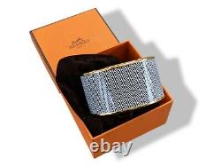 Hermes 121 Enamel CHEVRON XL GHW Bangle Bracelet Sz 070, BNIB