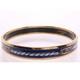 Hermes Authentic Bracelet Bangle Enamel Pm Belt Pattern Cloisonne Blue No Box